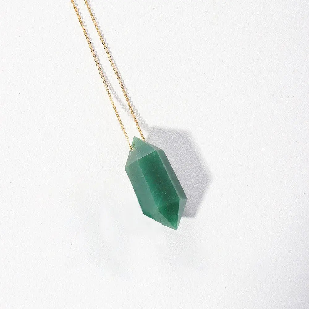 Natural Crystal Double-Pointed Hexagonal Pendant Necklace - Shinepurity