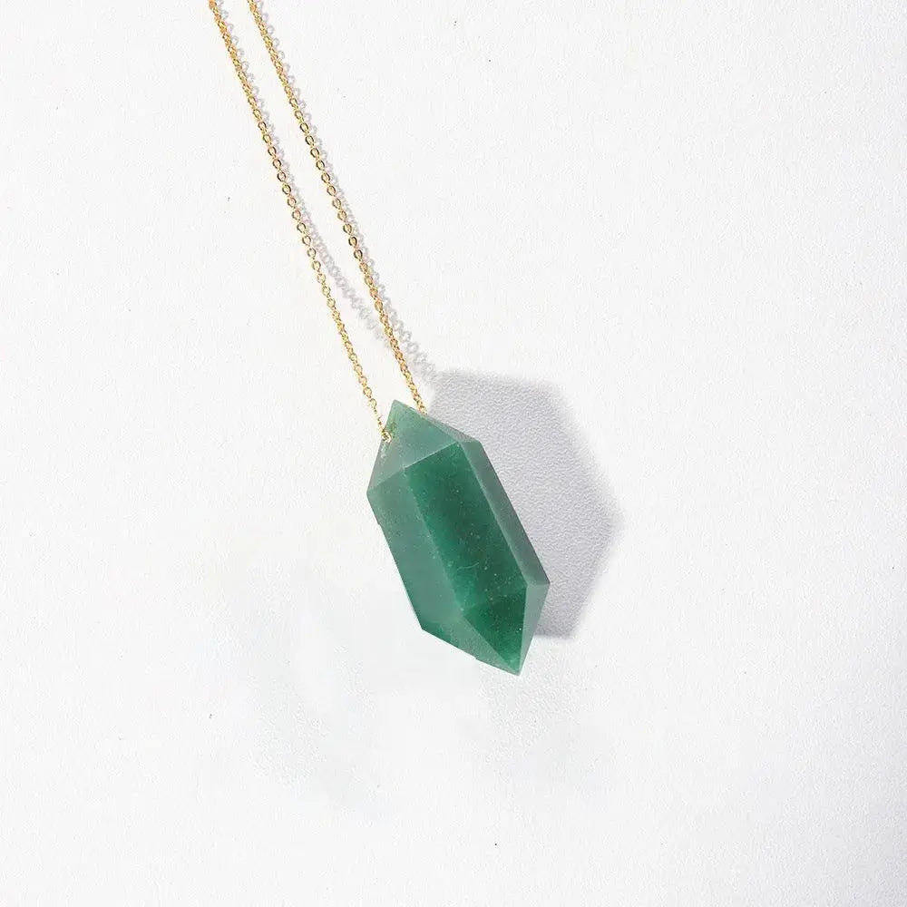 Natural Crystal Double-Pointed Hexagonal Pendant Necklace - Shinepurity
