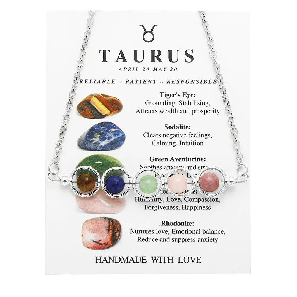 12 Zodiac Signs | Taurus - Sodalite & Rose Quartz Peapod Bead Necklace - Shinepurity