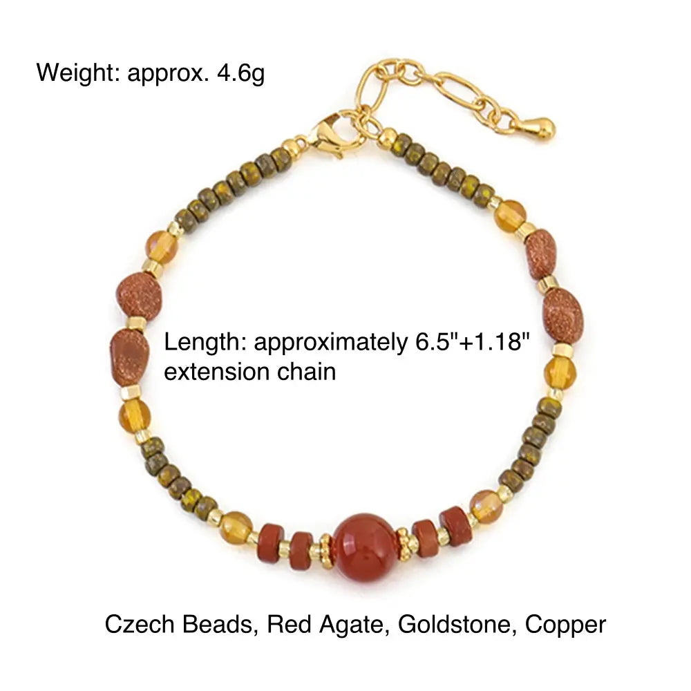 Warm Tone Bracelet | Niche Design Vintage-Inspired Colorful Handmade Beaded Bracelet Shinepurity