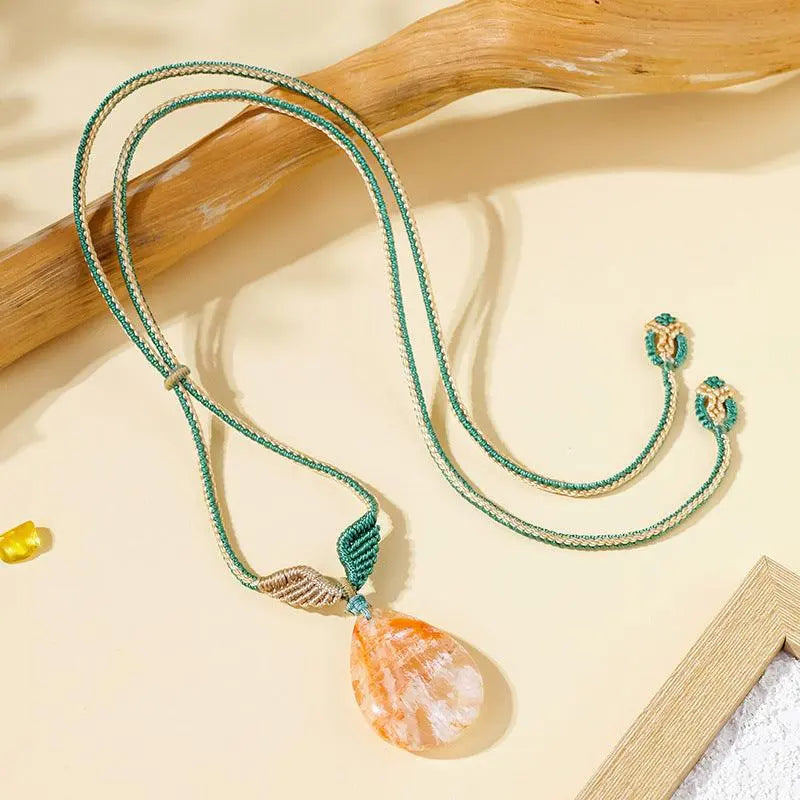 Teardrop Pink Phantom Pendant Necklace" - Shinepurity