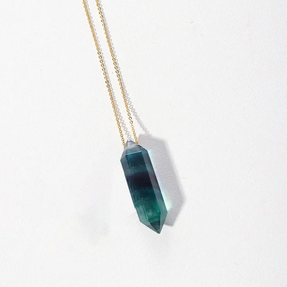 Natural Crystal Double-Pointed Hexagonal Pendant Necklace - Shinepurity