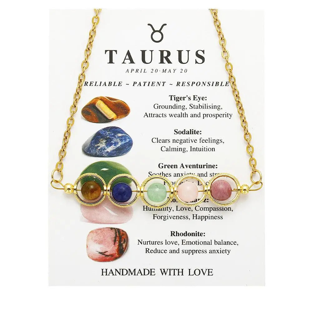 12 Zodiac Signs | Taurus - Sodalite & Rose Quartz Peapod Bead Necklace - Shinepurity