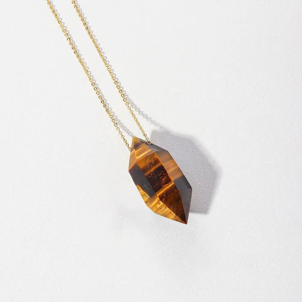 Natural Crystal Double-Pointed Hexagonal Pendant Necklace - Shinepurity