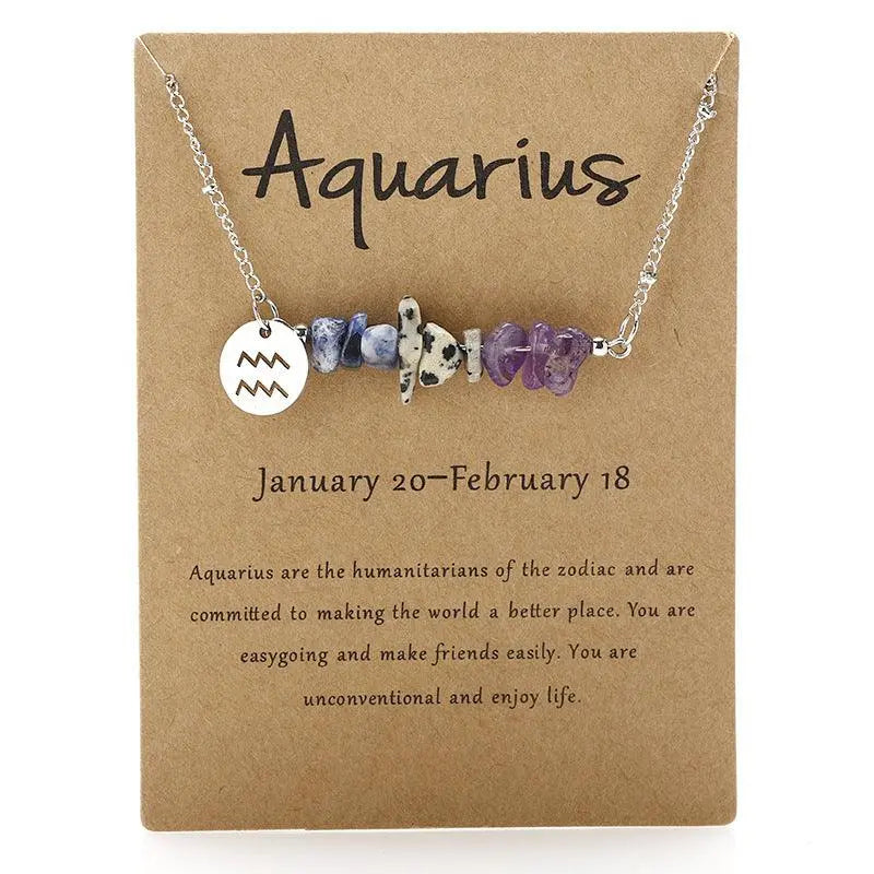 12 Zodiac Signs Crystal Gravel Necklace - Shinepurity
