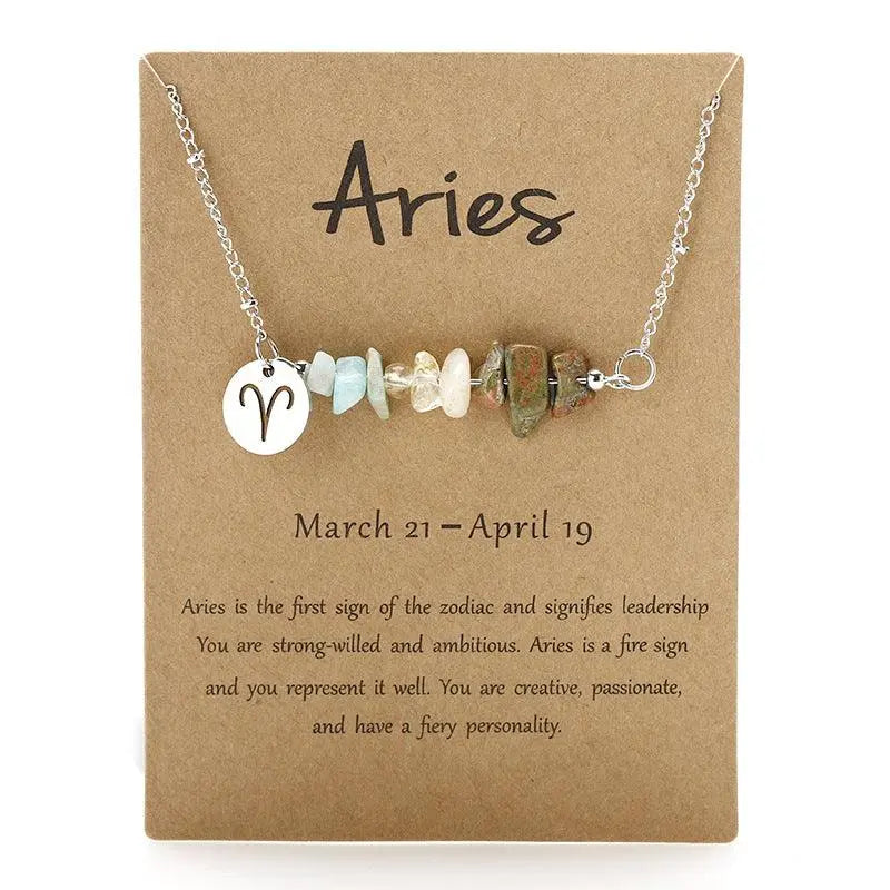 12 Zodiac Signs Crystal Gravel Necklace - Shinepurity