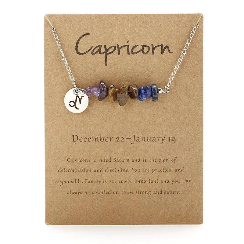 12 Zodiac Signs Crystal Gravel Necklace - Shinepurity