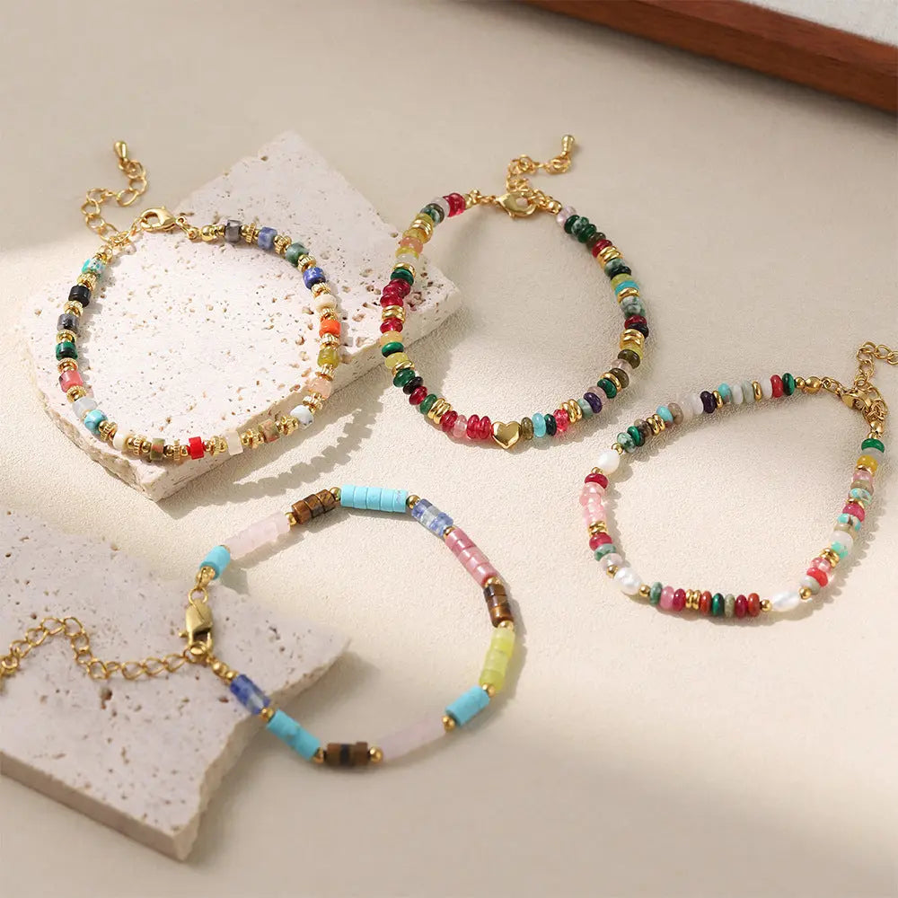 Dynamic Balance | Colorful Natural Stone Dopamine Bracelet - Indie Layered Design Shinepurity