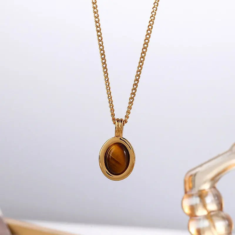 Earth-Tone Tiger's Eye Necklace & Earring Vintage Simplicity with Natural Energy Shinepurity