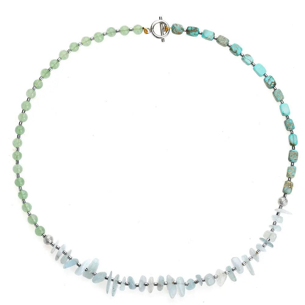 Emperor Stone Series Aquamarine Chip and Green Aventurine Combination Multi-Layer Bracelet Shinepurity
