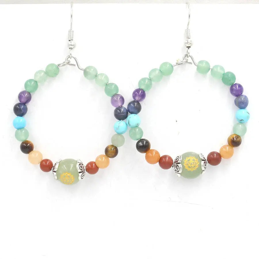 Fashionable Minimalist Circle Natural Energy Crystal Earrings Shinepurity