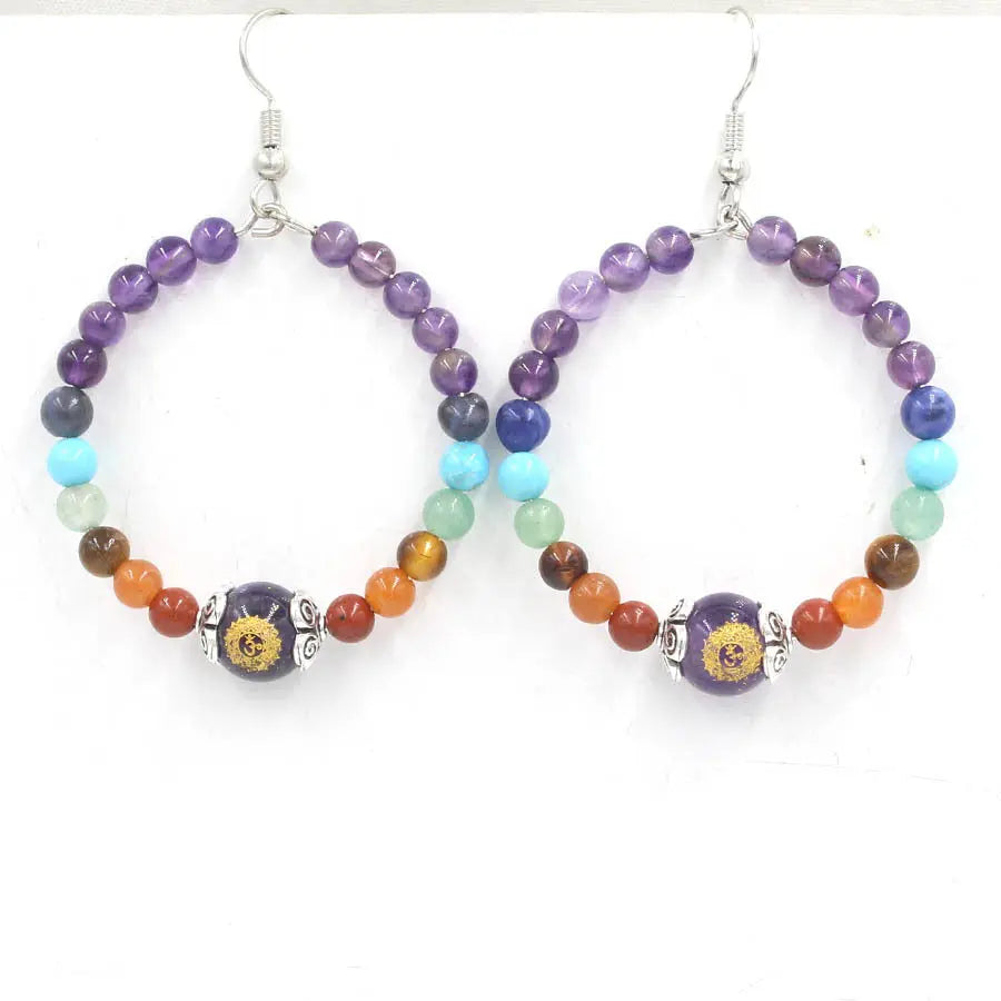 Fashionable Minimalist Circle Natural Energy Crystal Earrings Shinepurity