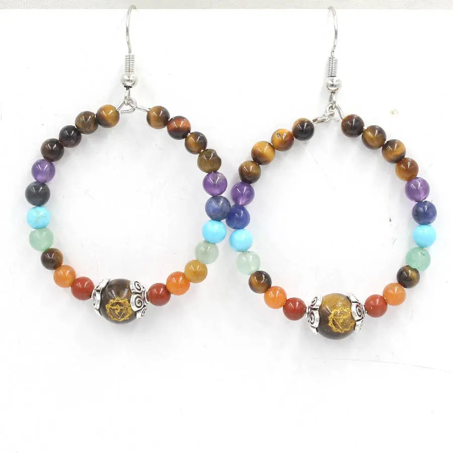 Fashionable Minimalist Circle Natural Energy Crystal Earrings Shinepurity