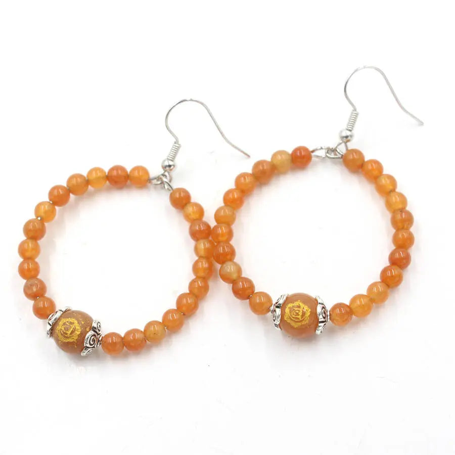 Fashionable Minimalist Circle Natural Energy Crystal Earrings Shinepurity