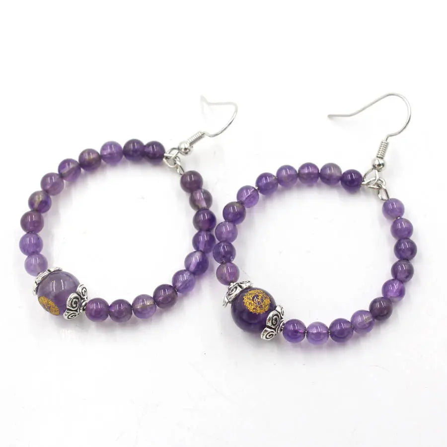 Fashionable Minimalist Circle Natural Energy Crystal Earrings Shinepurity