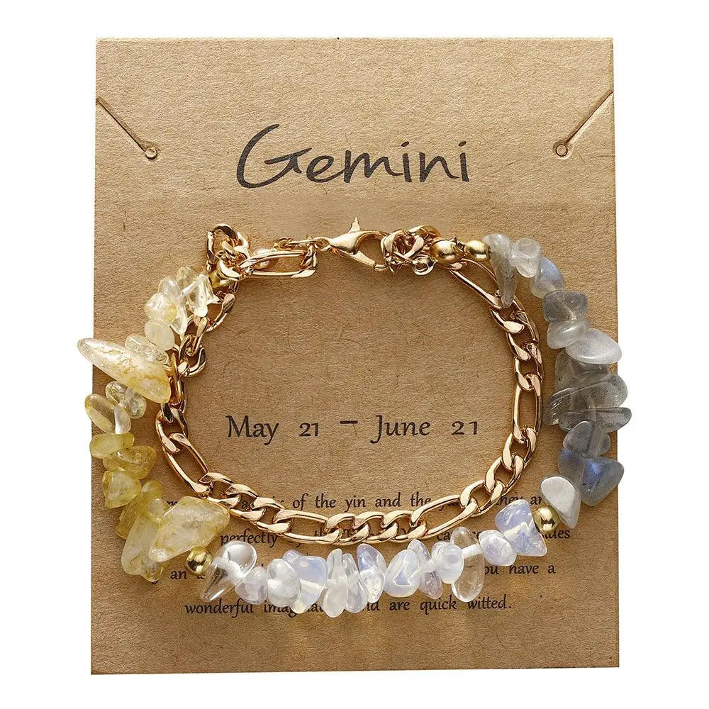 12 Zodiac Signs Crystal Chip Double Layer Bracelet - Shinepurity