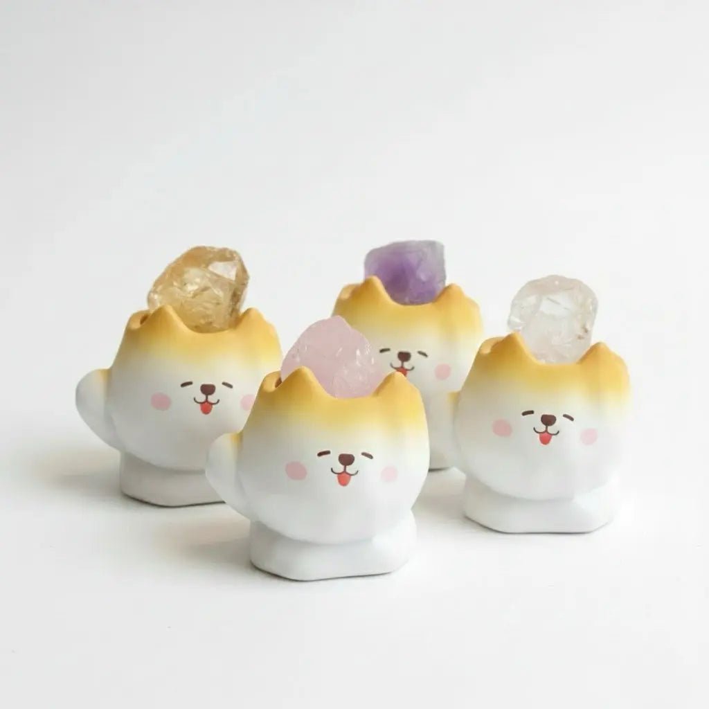 Calm Aura Crystal Dog — Mini Desk Buddy Shinepurity