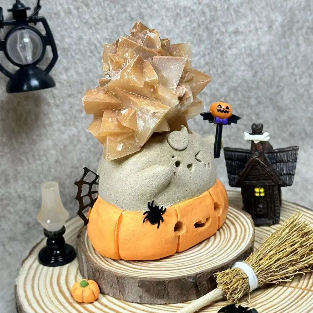 Halloween Calcite Ghost Crystal Pet — Limited Edition Healing Decor Shinepurity