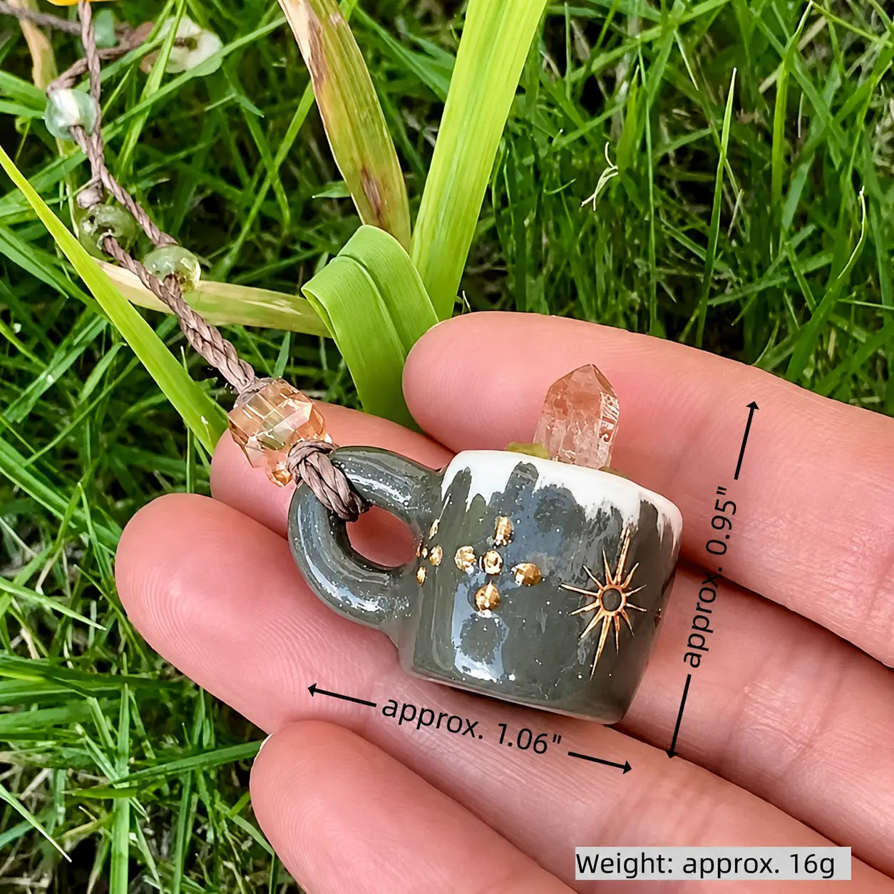 Handmade Crystal Mug Necklace Shinepurity