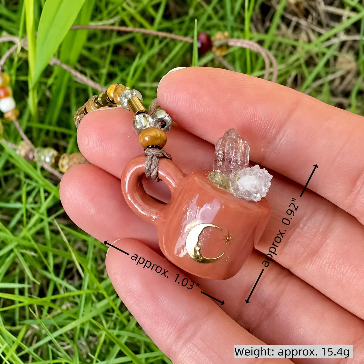 Handmade Crystal Mug Necklace Shinepurity