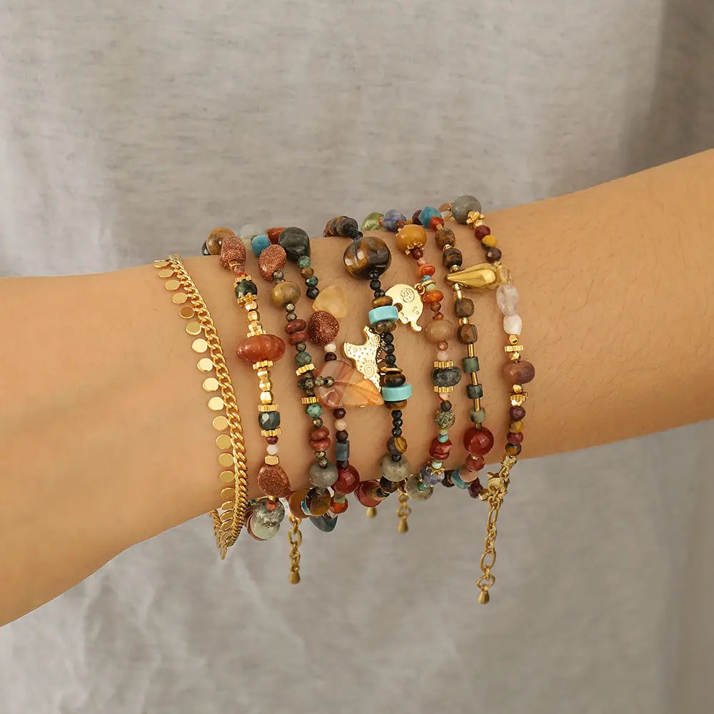 Handmade Niche Natural Stone Layered Guardian Bracelet Shinepurity