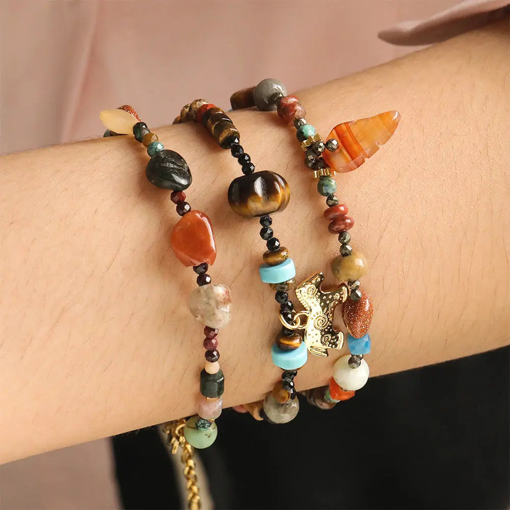 Handmade Niche Natural Stone Layered Guardian Bracelet Shinepurity