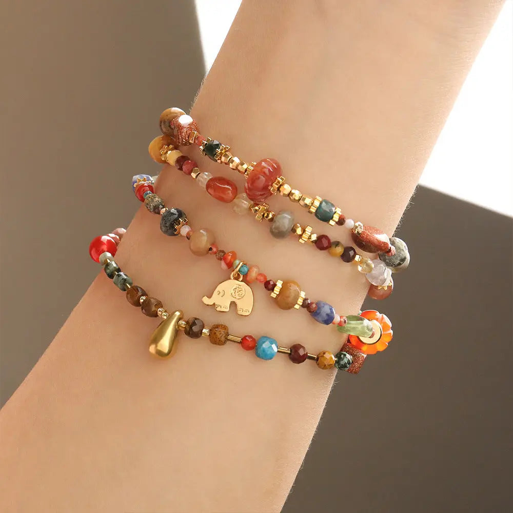 Handmade Niche Natural Stone Layered Guardian Bracelet Shinepurity