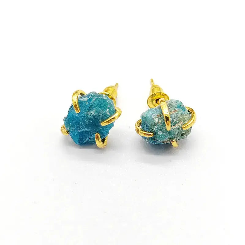 Irregular Natural Crystal Raw Stone Four-Prong Ear Studs Shinepurity