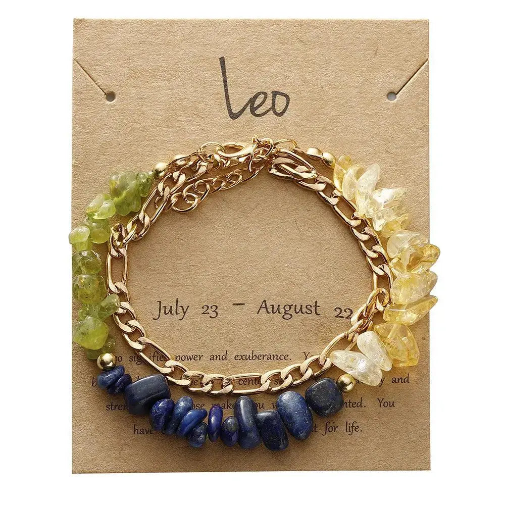 12 Zodiac Signs Crystal Chip Double Layer Bracelet - Shinepurity