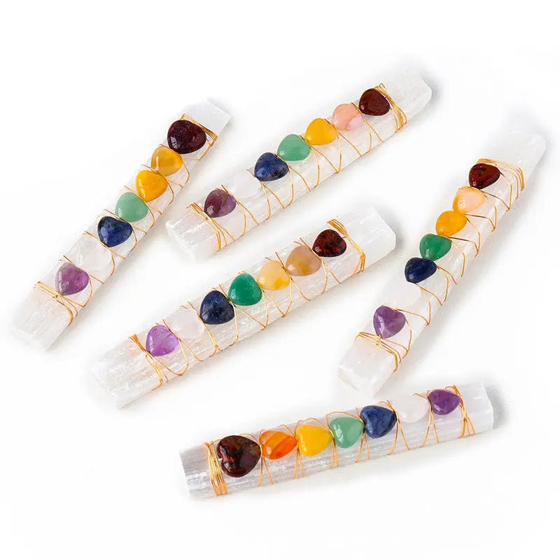 Natural Crystal Chakra Heart Wire Wrapped Energy Wand Shinepurity