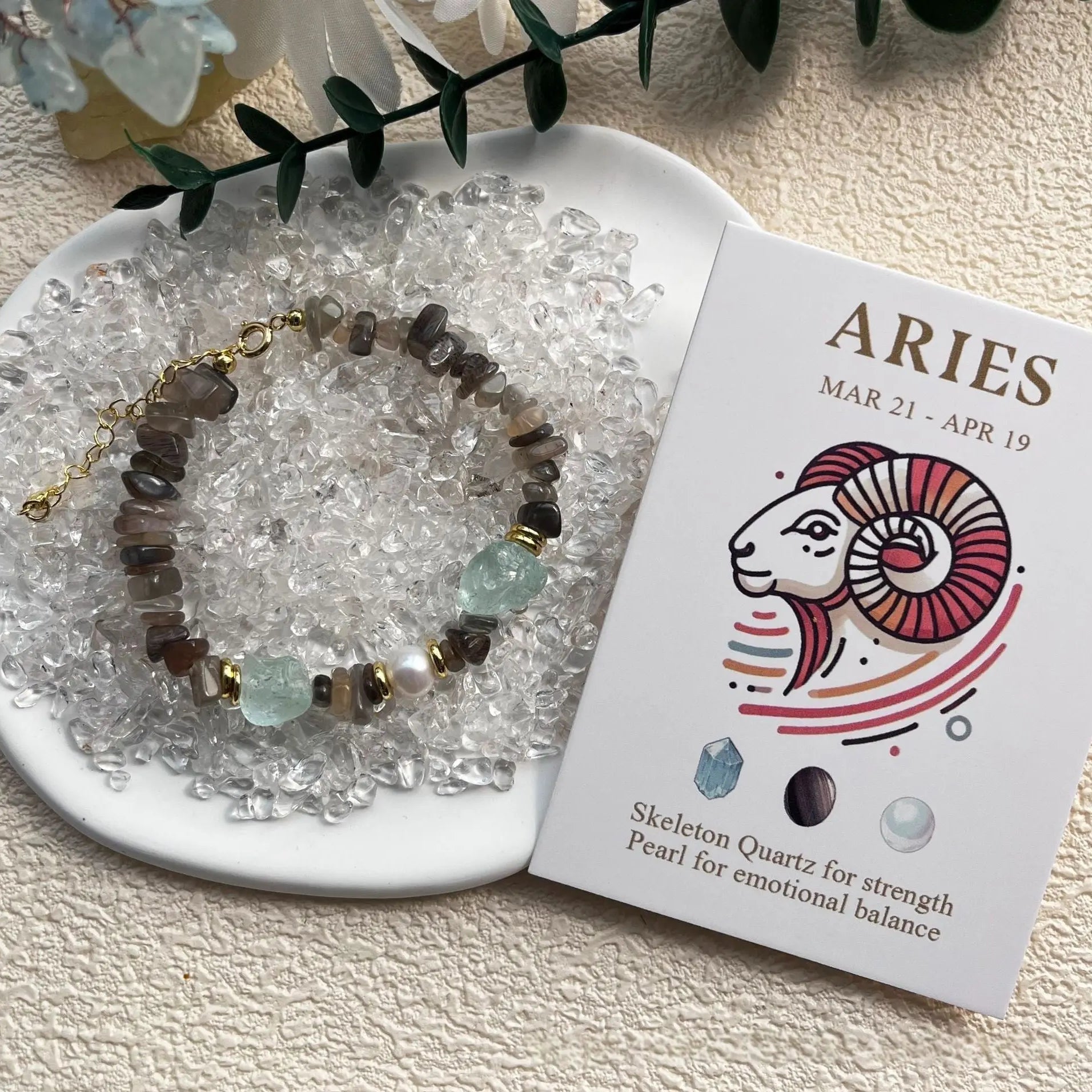 Natural Crystal & Pearl Beaded Handmade Zodiac Bracelet Shinepurity
