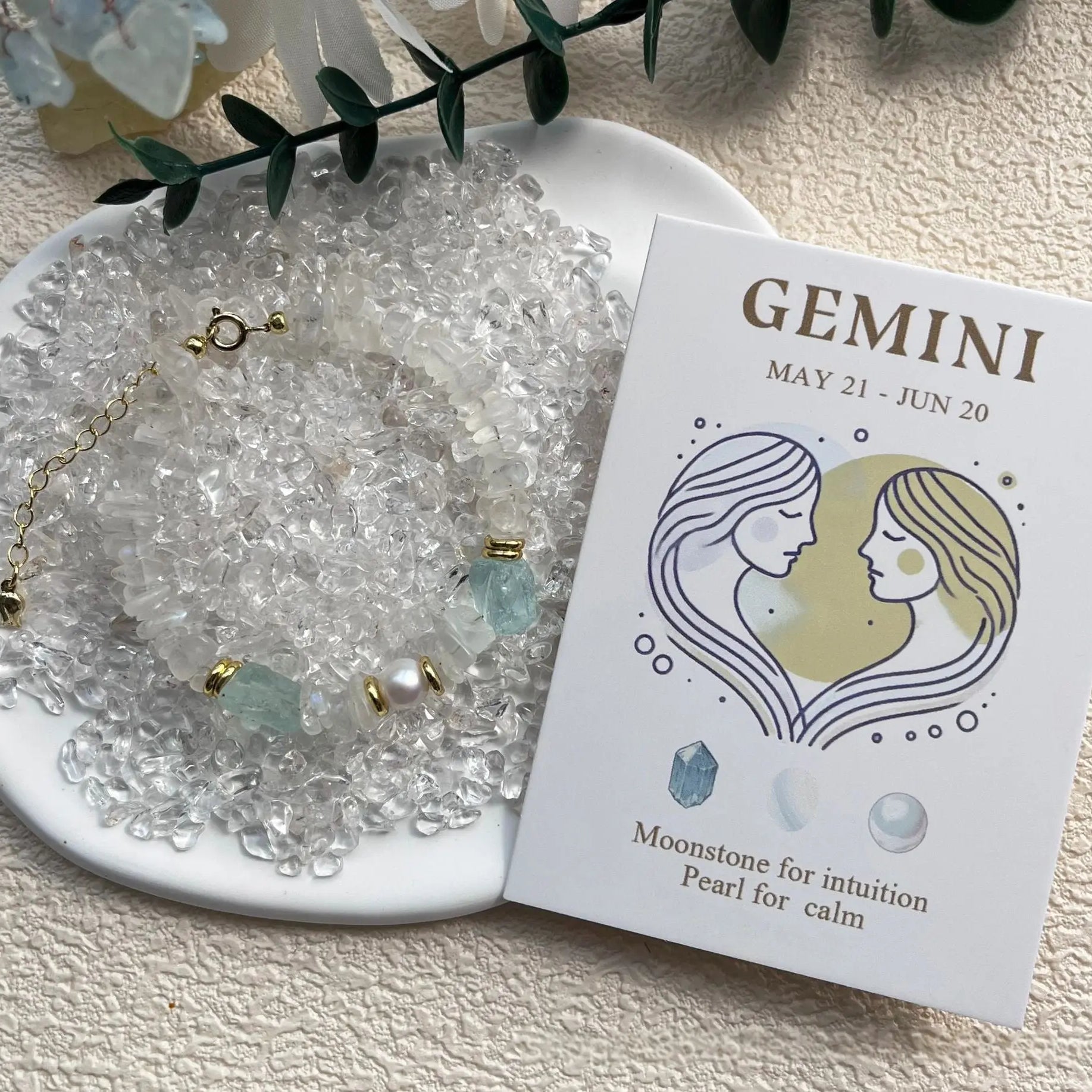 Natural Crystal & Pearl Beaded Handmade Zodiac Bracelet Shinepurity