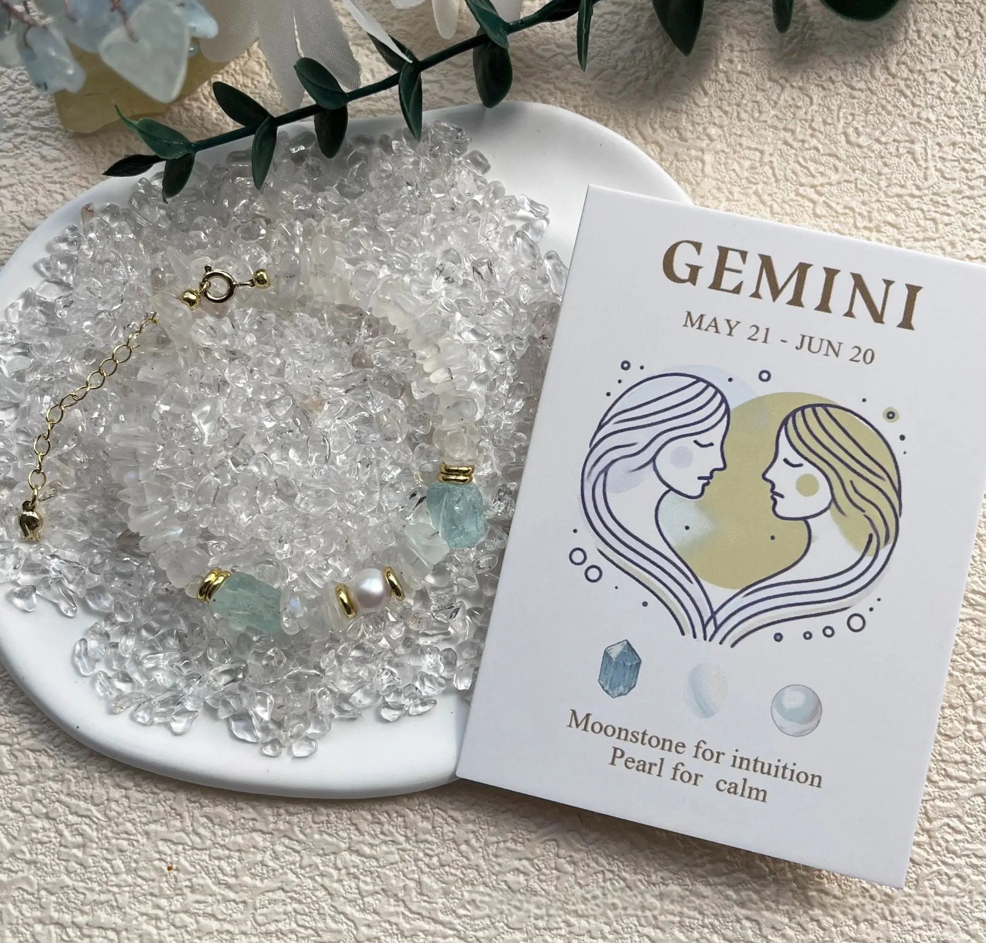 Natural Crystal & Pearl Beaded Handmade Zodiac Bracelet Shinepurity