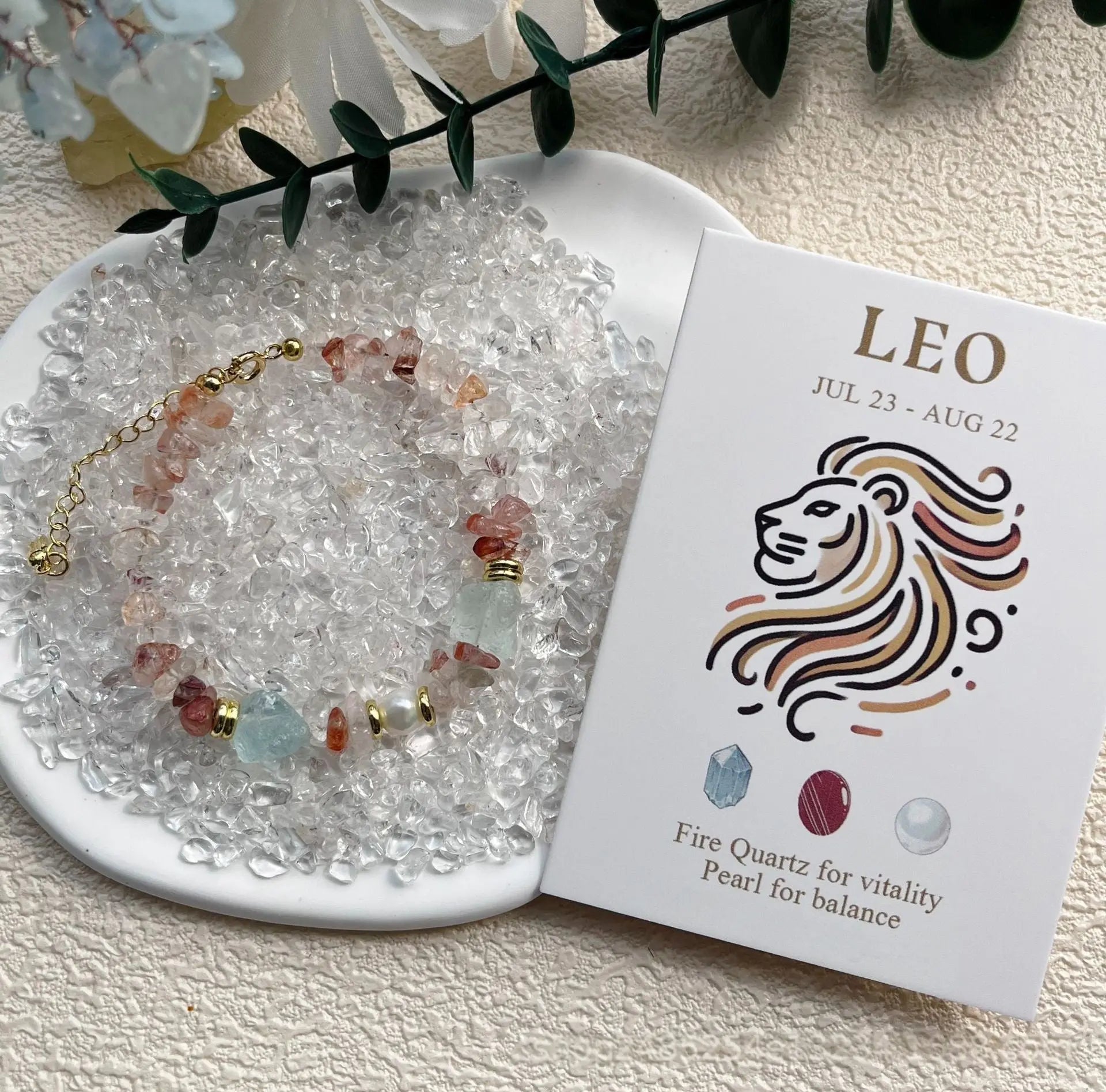 Natural Crystal & Pearl Beaded Handmade Zodiac Bracelet Shinepurity