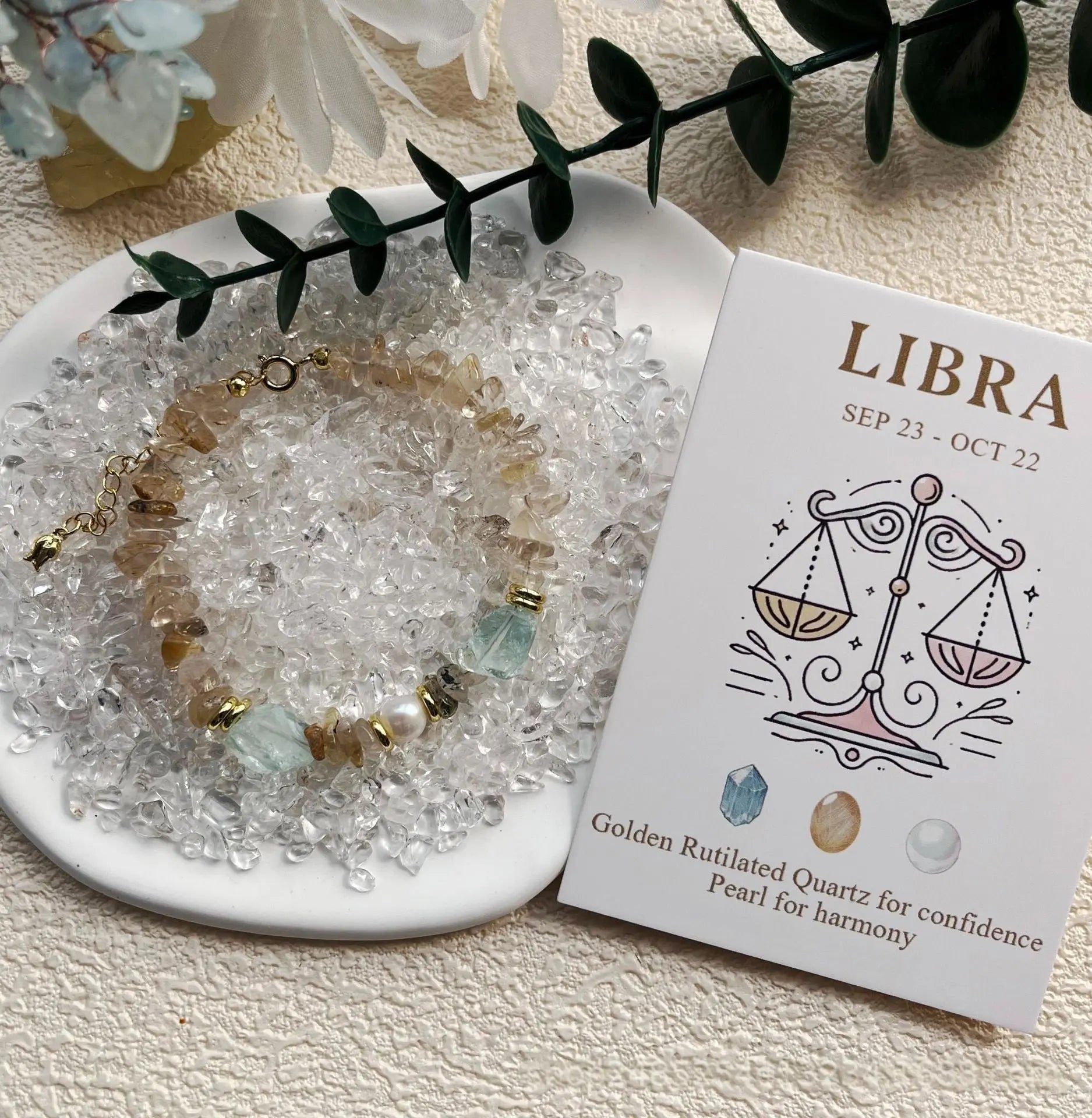 Natural Crystal & Pearl Beaded Handmade Zodiac Bracelet Shinepurity