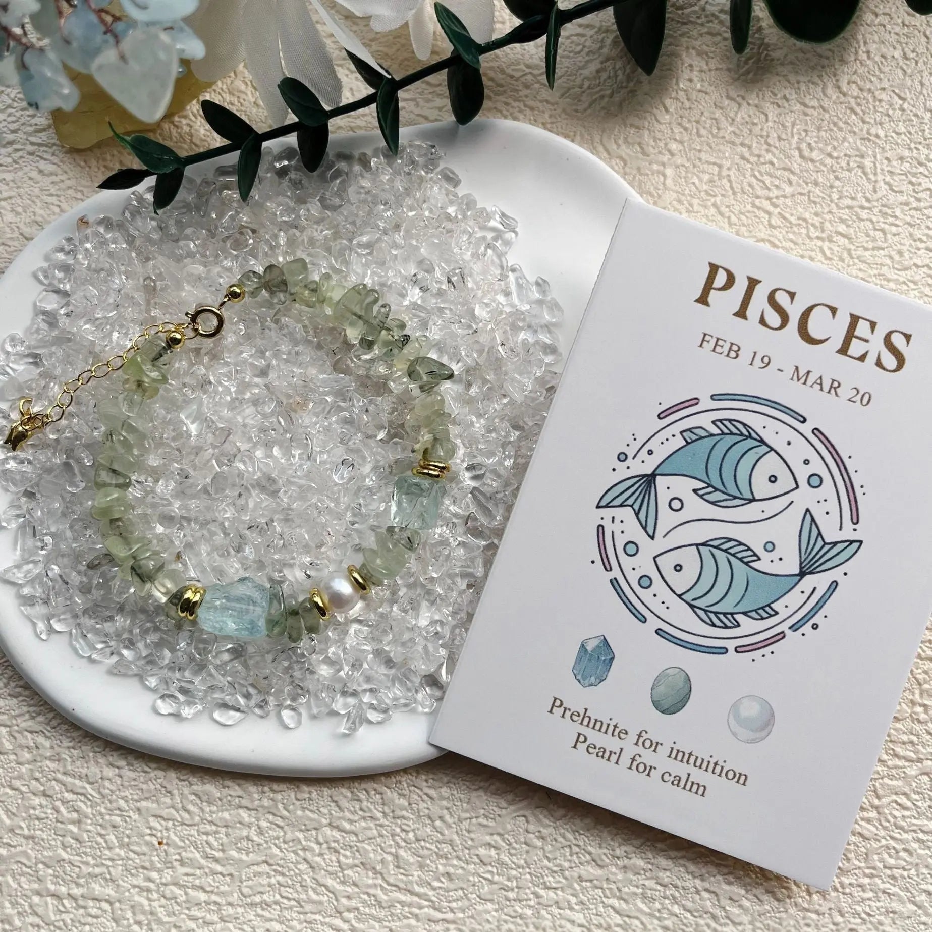 Natural Crystal & Pearl Beaded Handmade Zodiac Bracelet Shinepurity