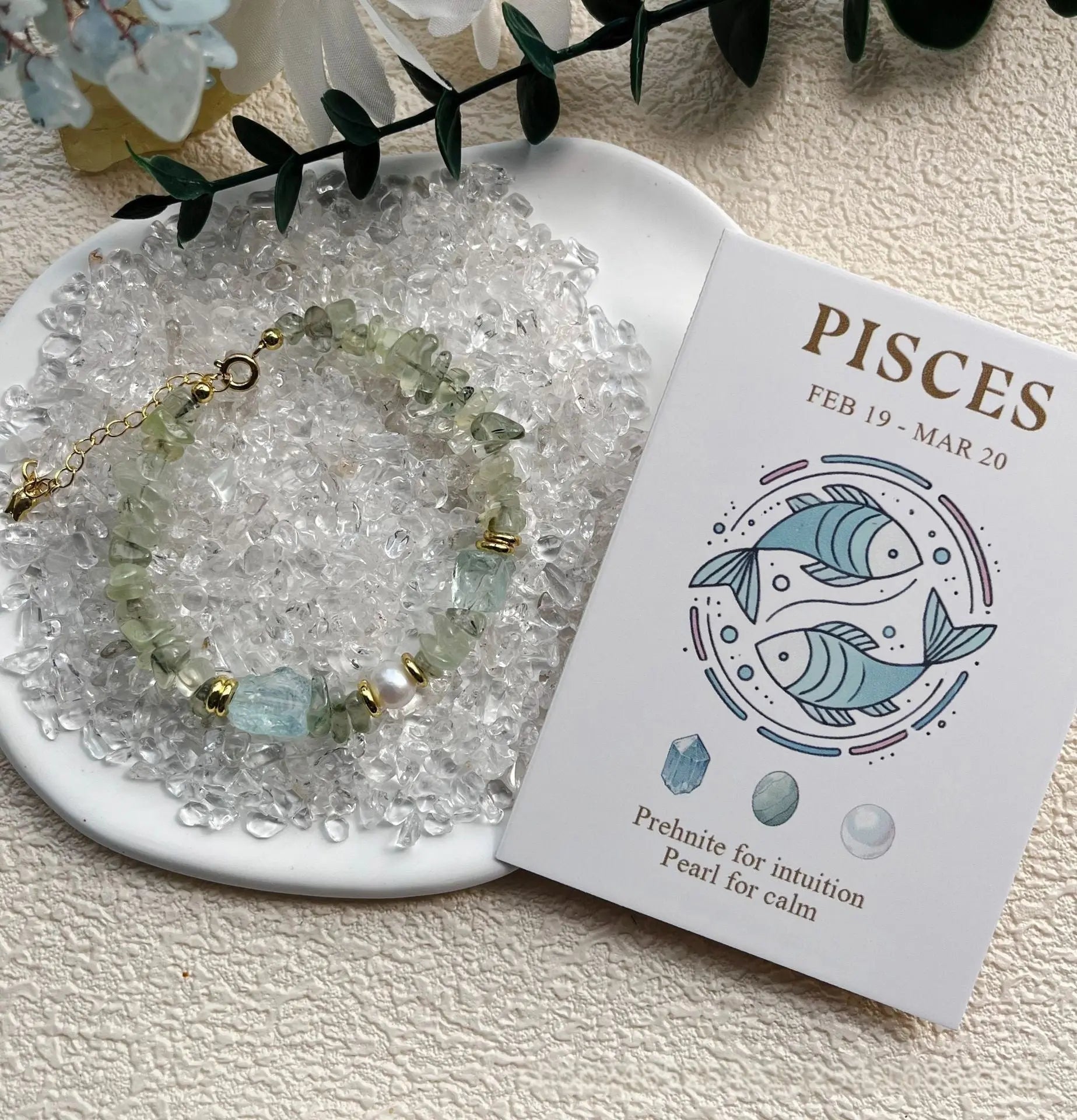 Natural Crystal & Pearl Beaded Handmade Zodiac Bracelet Shinepurity