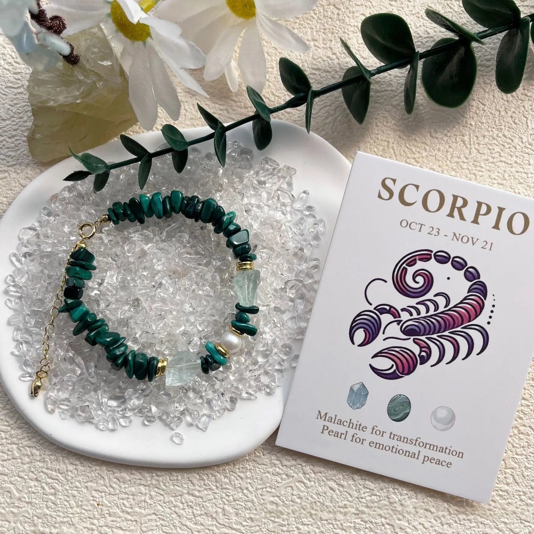 Natural Crystal & Pearl Beaded Handmade Zodiac Bracelet Shinepurity