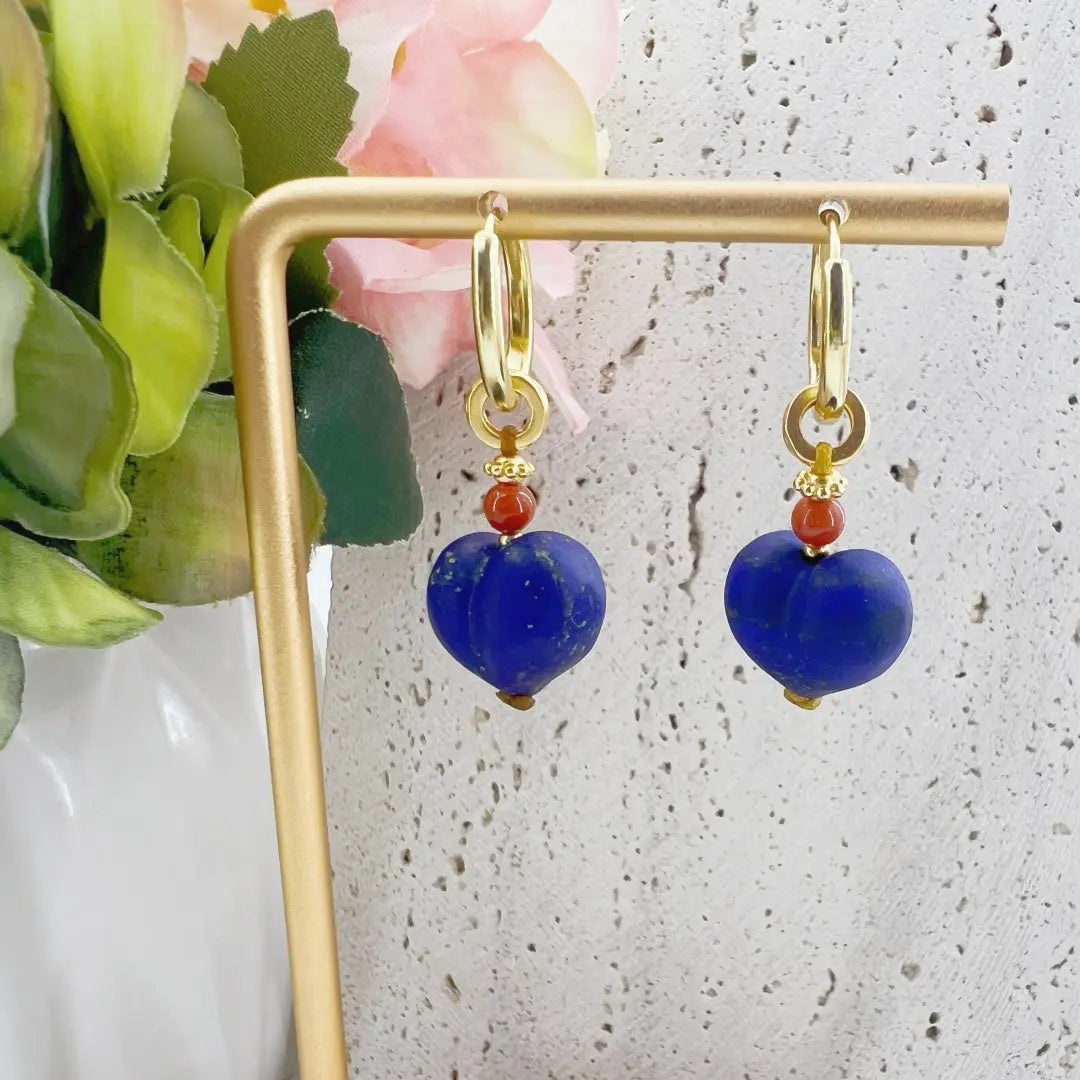 Natural Lapis Lazuli Heart-Shaped Earrings Shinepurity