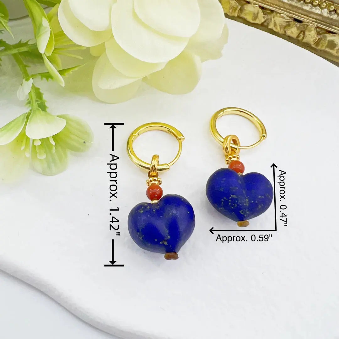 Natural Lapis Lazuli Heart-Shaped Earrings Shinepurity