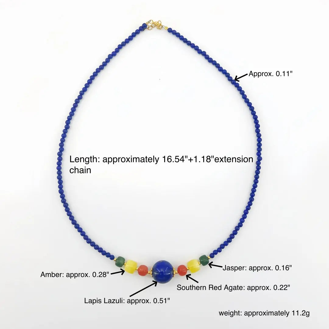 Natural Old Mine Lapis Lazuli 925 Silver Minimalist Beaded Necklace Shinepurity