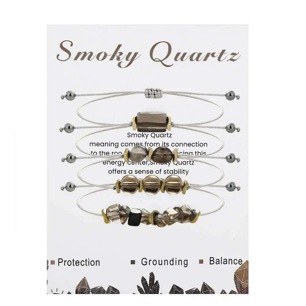 Natural Smoky Quartz Multi-Style Bracelet Set Shinepurity
