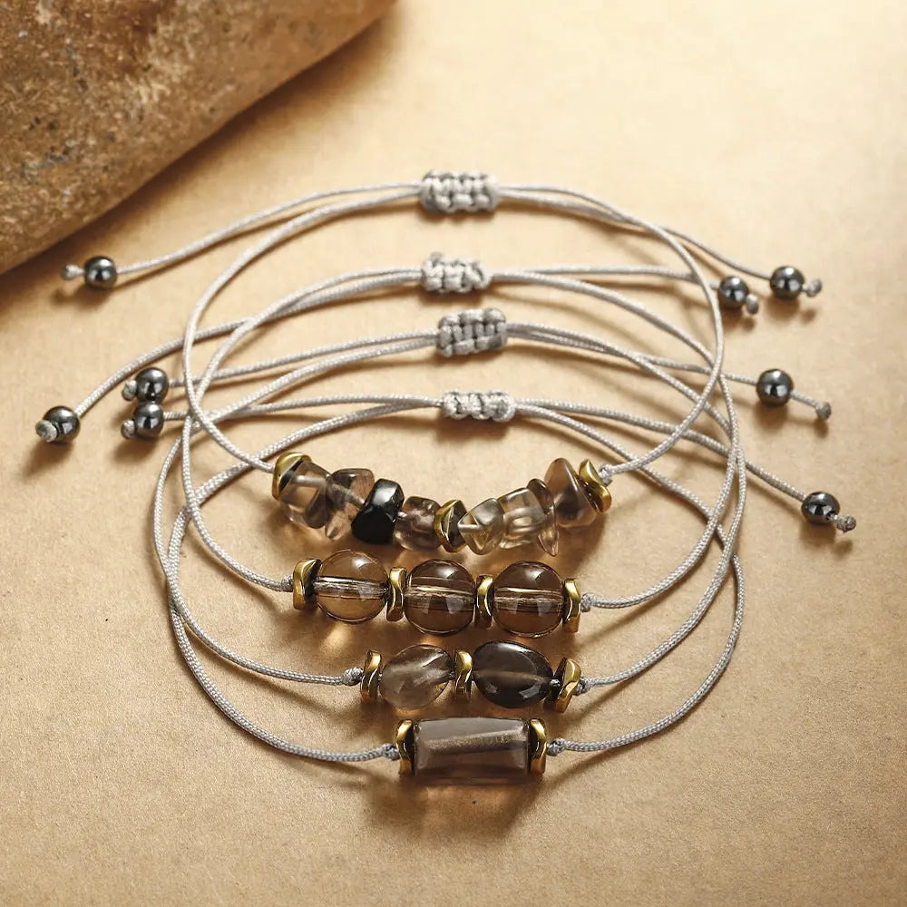Natural Smoky Quartz Multi-Style Bracelet Set Shinepurity