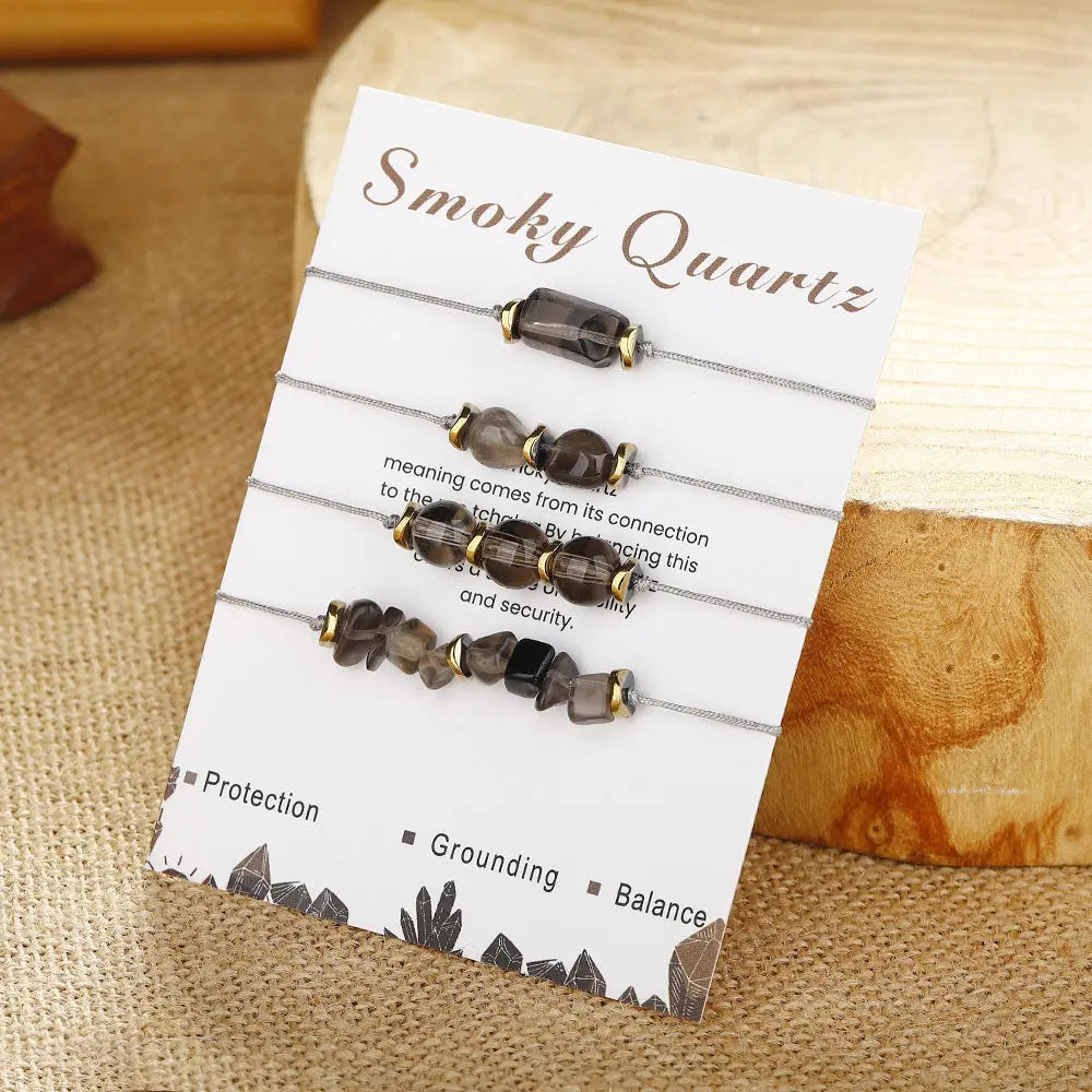Natural Smoky Quartz Multi-Style Bracelet Set Shinepurity