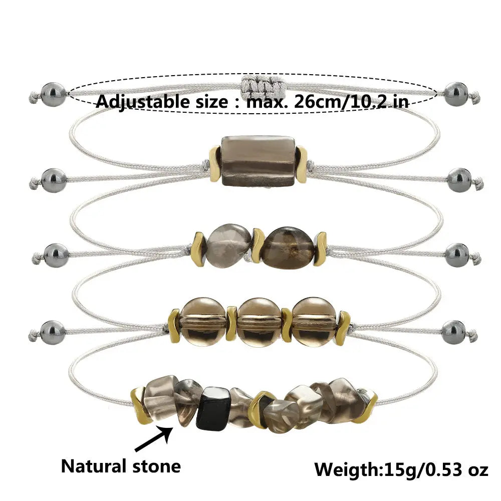 Natural Smoky Quartz Multi-Style Bracelet Set Shinepurity