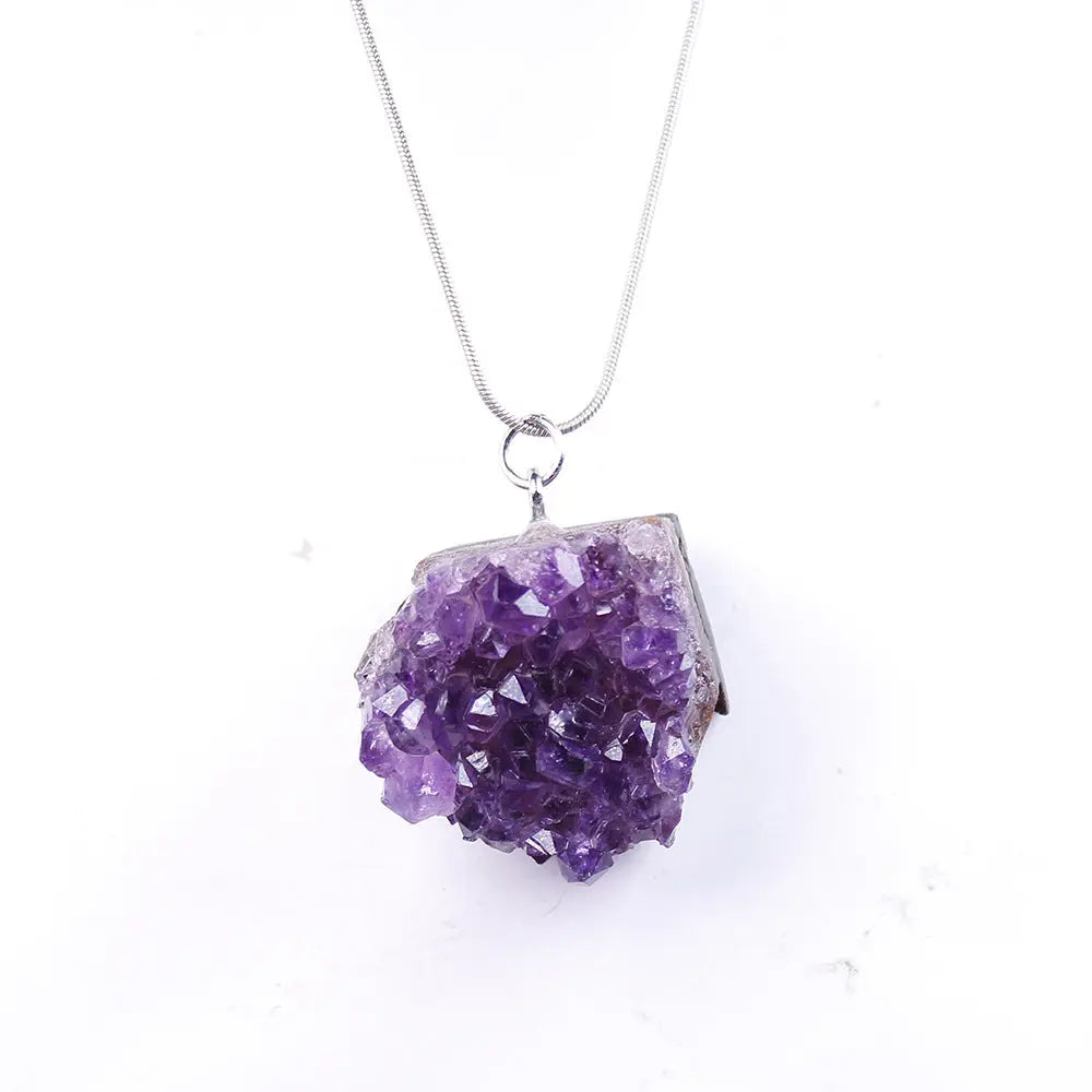 Natural Uruguay Amethyst Cluster Energy Necklace Shinepurity