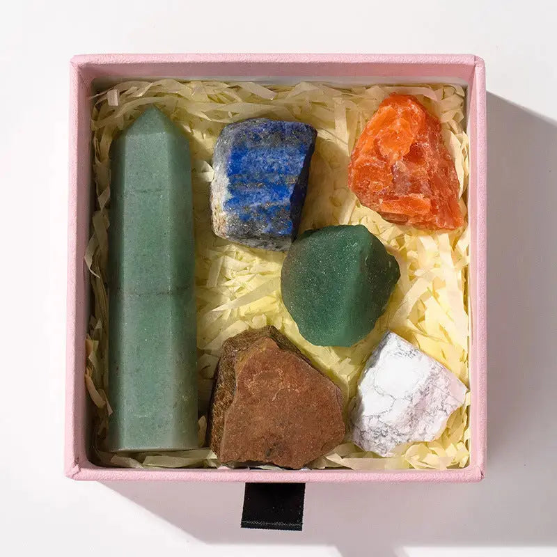 Natural crystal point energy set with hexagonal raw towers Shinepurity