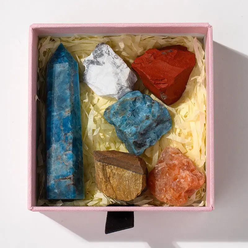 Natural crystal point energy set with hexagonal raw towers Shinepurity