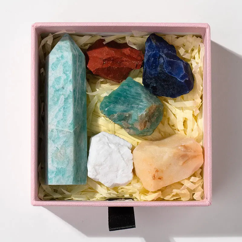 Natural crystal point energy set with hexagonal raw towers Shinepurity