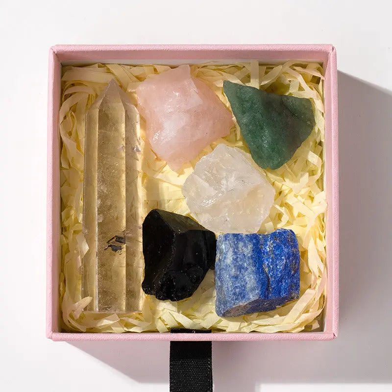 Natural crystal point energy set with hexagonal raw towers Shinepurity